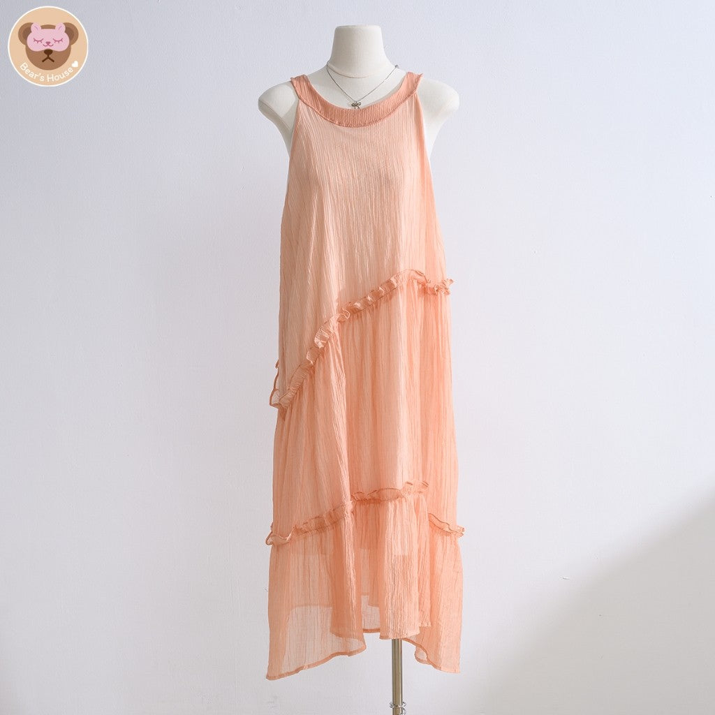Margarite Dress เดรสยาว ผ้าใยแก้วสีพาลเทส ผูกโบว์ด้านหลัง